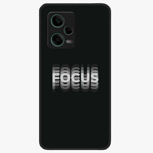 Focus Mode On Glass Case showing flat back view with bold motivational typography design and glossy glass finish.