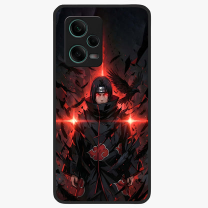 Focused Blade Discipline Glass Case showing flat back view with warrior sword themed artwork and glossy glass finish.