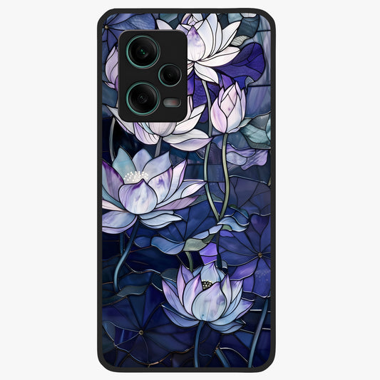 Gloss Petal Rush Glass Case showing flat back view with glossy flower petal artwork and smooth glass finish.