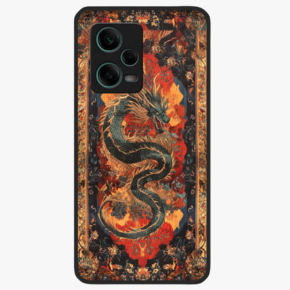 Inferno Dragon Soul Glass Case showing flat back view with fiery dragon artwork and glossy glass finish.