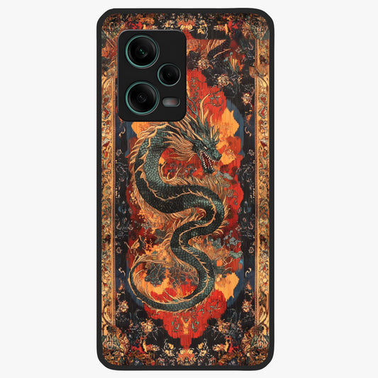 Inferno Dragon Soul Glass Case showing flat back view with fiery dragon artwork and glossy glass finish.