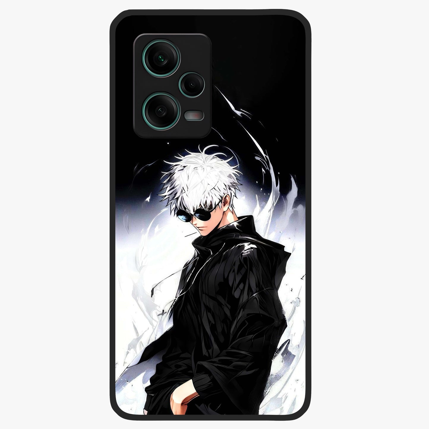 Limitless Shadow King Glass Case showing flat back view with powerful shadow warrior artwork and glossy glass finish.