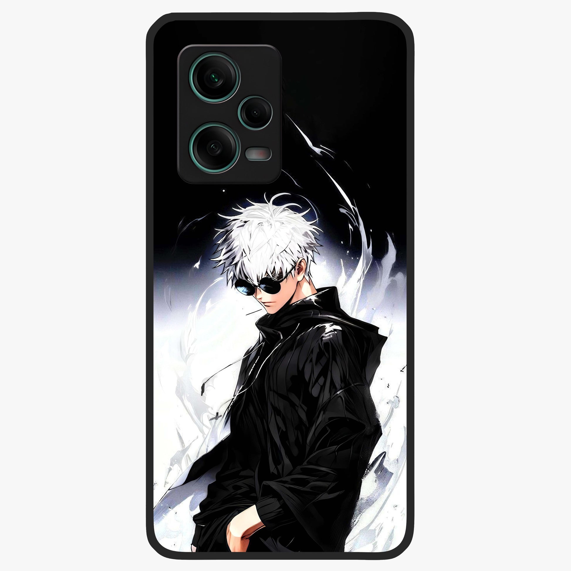 Limitless Shadow King Glass Case showing flat back view with powerful shadow warrior artwork and glossy glass finish.