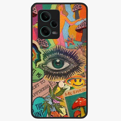 Mystic Eye Wonderland Glass Case showing flat back view with mystical eye themed artwork and glossy glass finish.