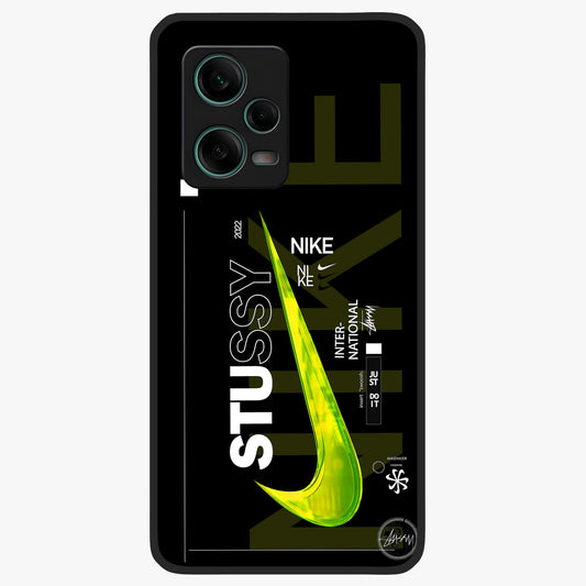 Neon Street Edition Glass Case showing flat back view with neon street style artwork and glossy glass finish.