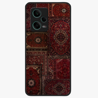 Persian Velvet Tale Glass Case showing flat back view with luxurious Persian velvet pattern artwork and glossy glass finish.