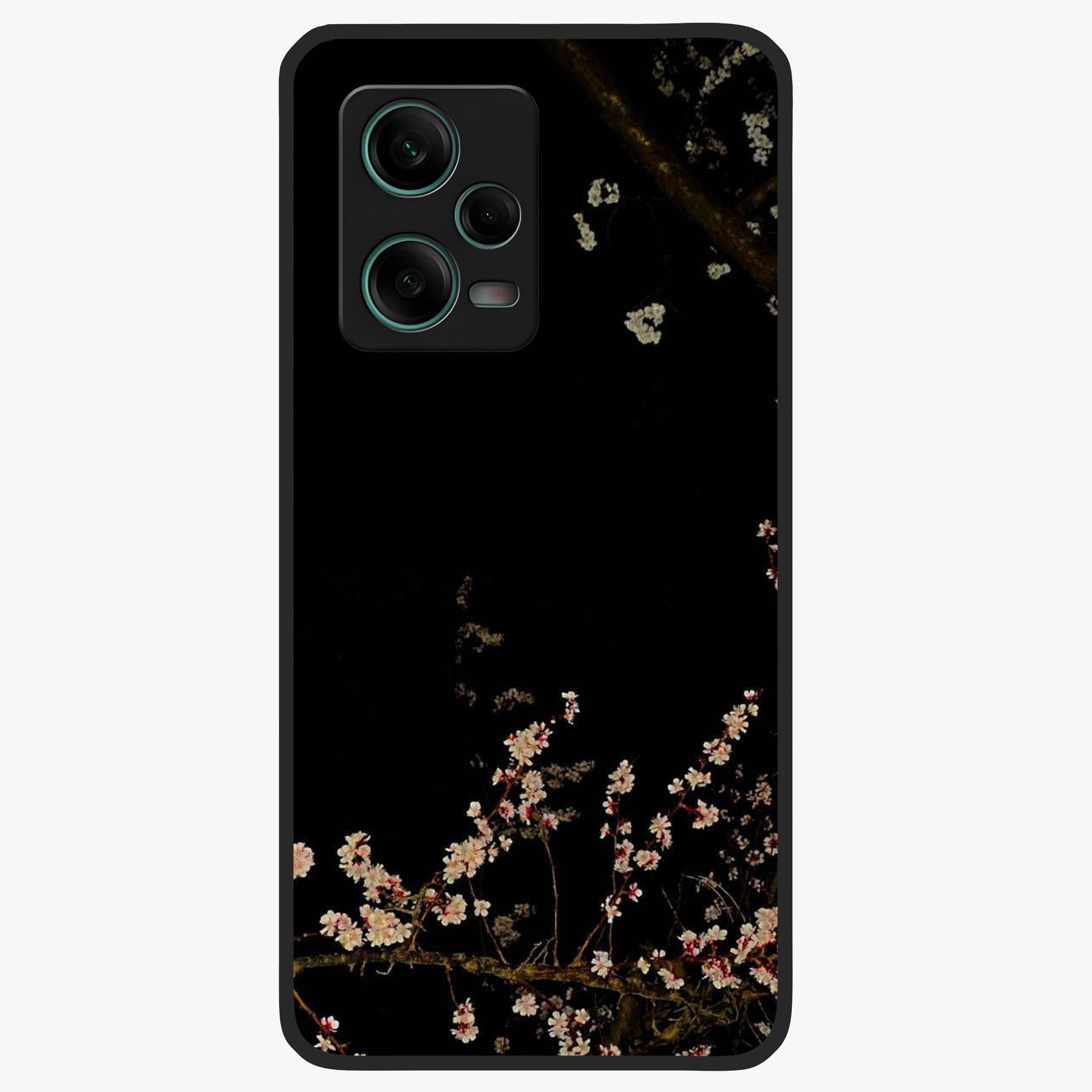 Petal Moon Light With Custom Name Glass Case showing flat back view with floral moonlight artwork and personalized name design.