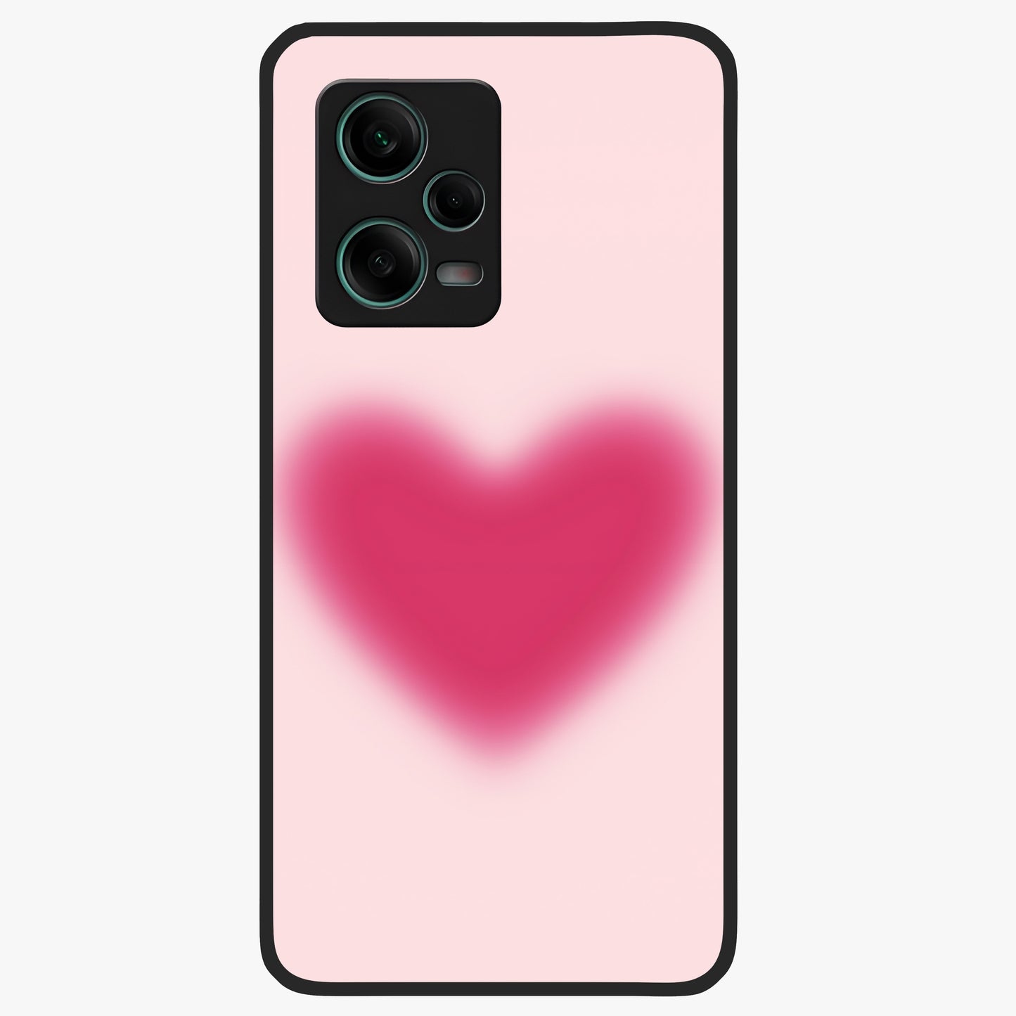 Pink Aura Heart Glass Case showing flat back view with glowing heart artwork and glossy glass finish.