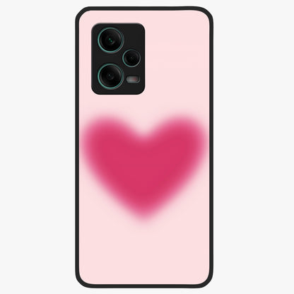 Pink Aura Heart Glass Case showing flat back view with glowing heart artwork and glossy glass finish.