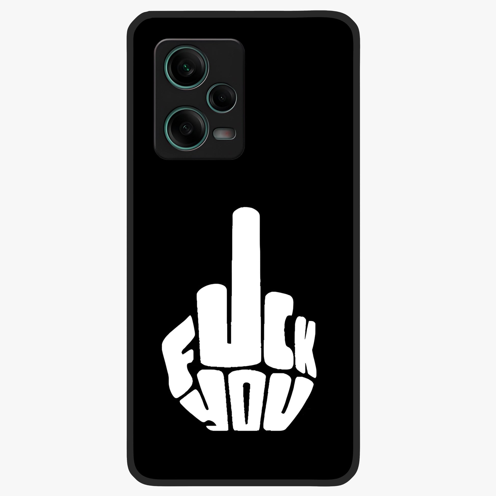 Rebel Mode On Glass Case showing flat back view with bold rebellious typography artwork and glossy glass finish.