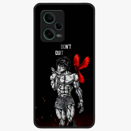Rise Beyond Limits Glass Case showing flat back view with motivational typography artwork and glossy glass finish.