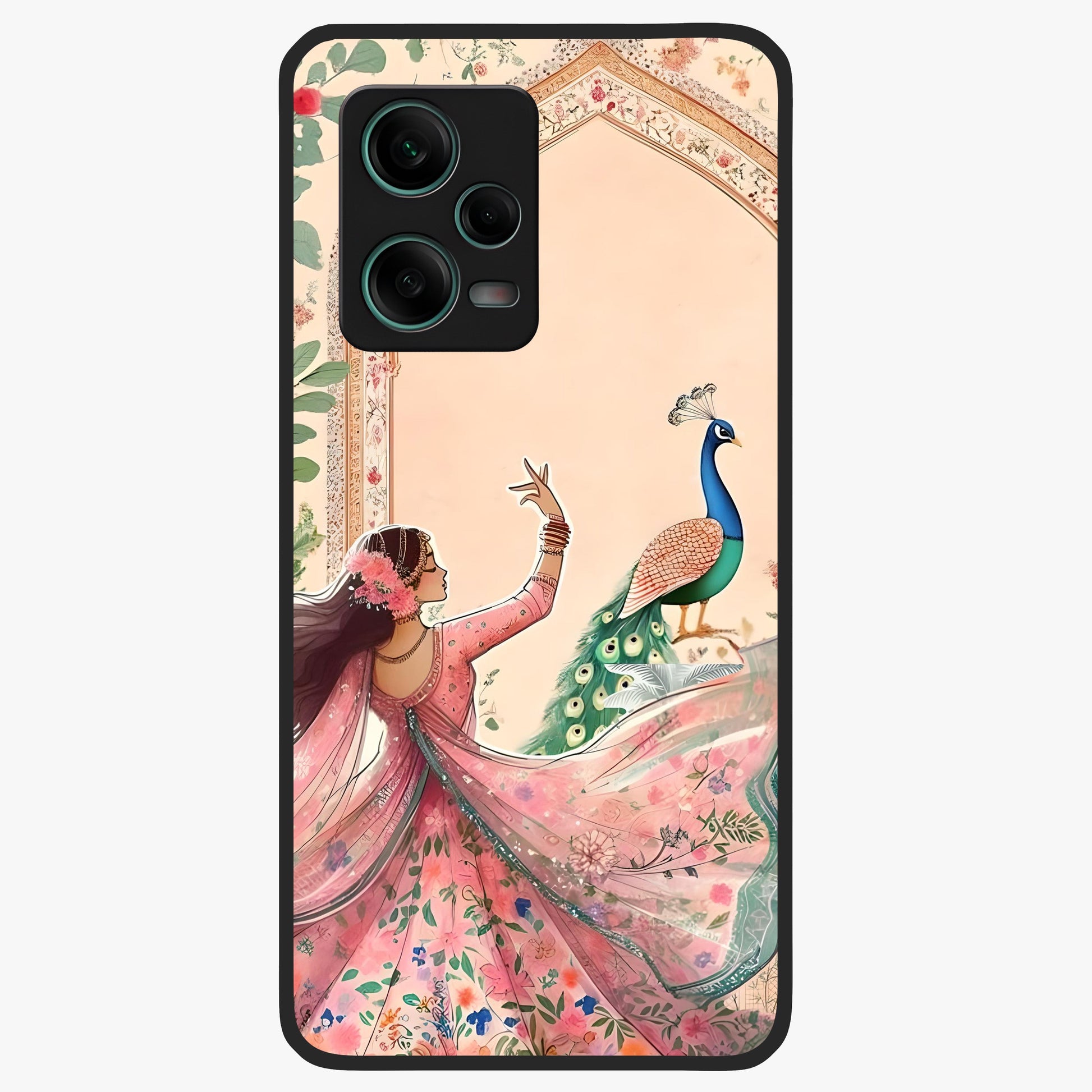 Royal Grace Muse Glass Case showing flat back view with elegant artistic artwork and glossy glass finish.