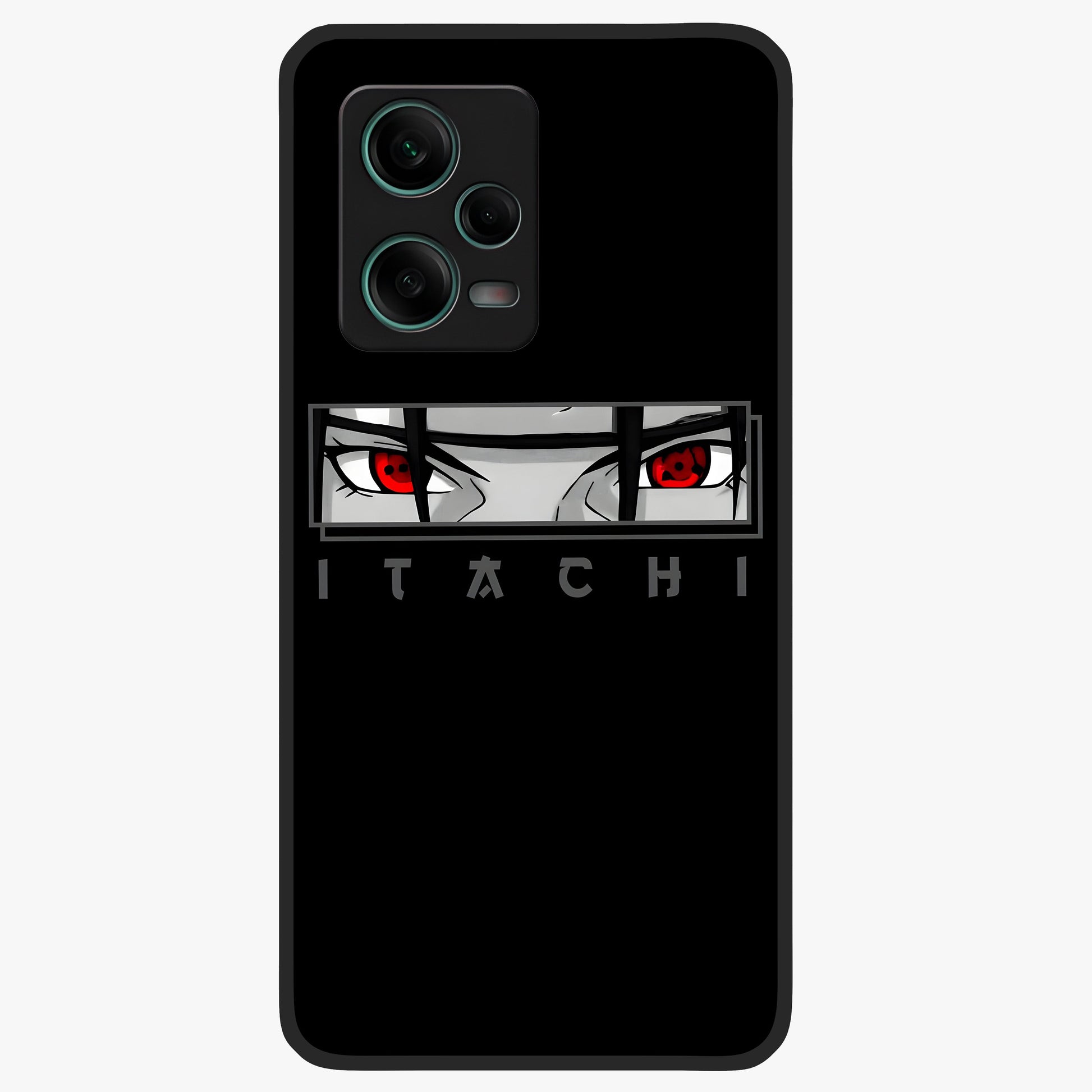 Scarlet Gaze Dominance Glass Case showing flat back view with striking red themed artwork and glossy glass finish.