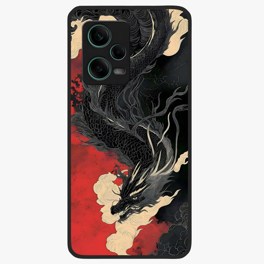Shadow Dragon Fury Glass Case showing flat back view with fierce dragon artwork and glossy glass finish.