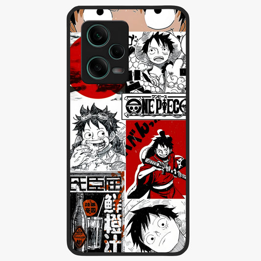 Strawhat Chaos Panels Glass Case showing flat back view with anime inspired chaos panel artwork and glossy glass finish.