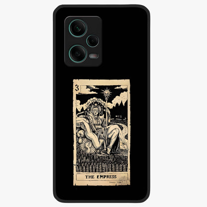 The Empress Glass Case showing flat back view with regal feminine artwork and glossy glass finish.