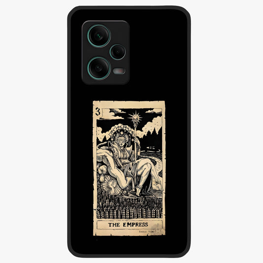 The Empress Glass Case showing flat back view with regal feminine artwork and glossy glass finish.