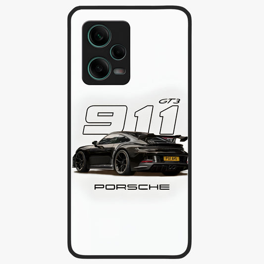 Turbo Legacy Icon Glass Case showing flat back view with iconic sports car inspired artwork and glossy glass finish.