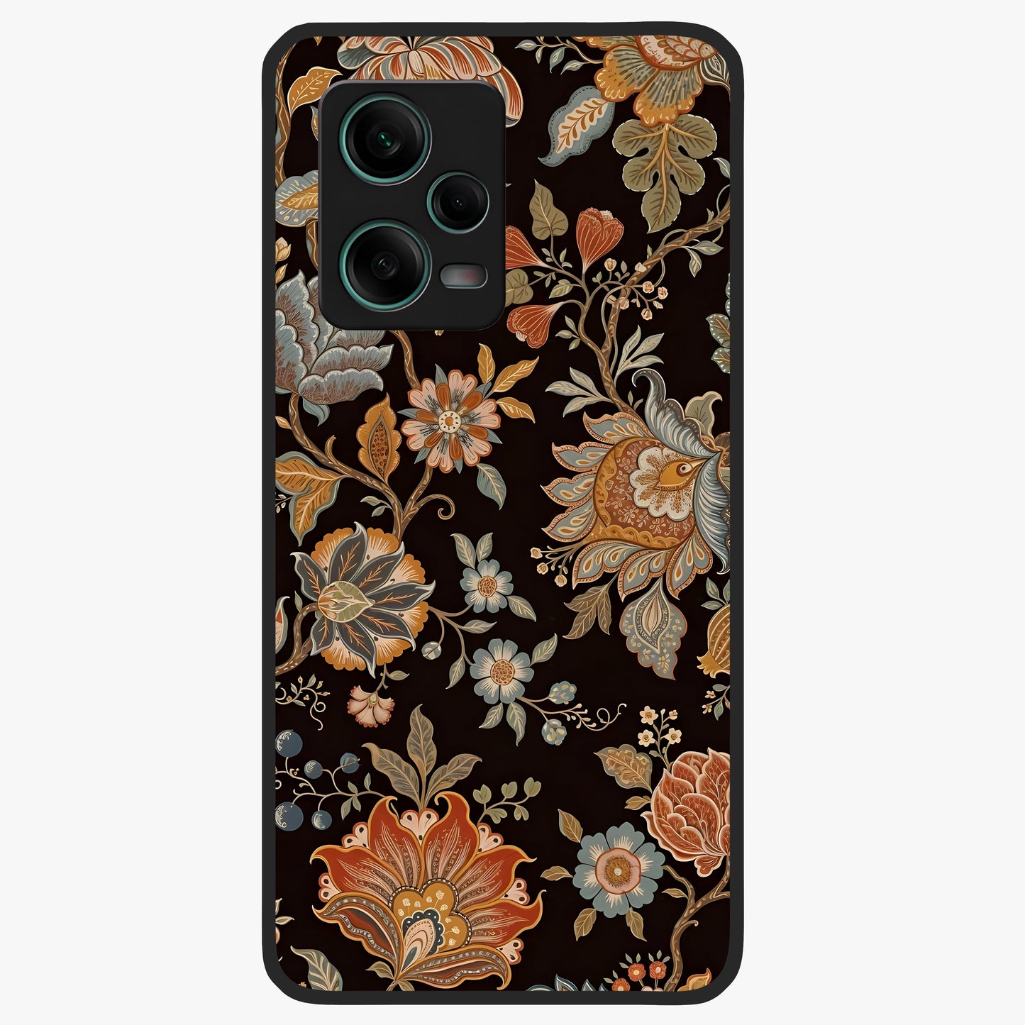 Vintage Floral Dream Glass Case showing flat back view with classic floral artwork and glossy glass finish.