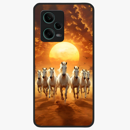 Wild Sunset Majesty Glass Case showing flat back view with majestic sunset landscape artwork and glossy glass finish.