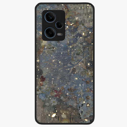 Aesthetic Astrolophia Glass Case showing flat back view with dreamy aesthetic design and glossy glass finish.