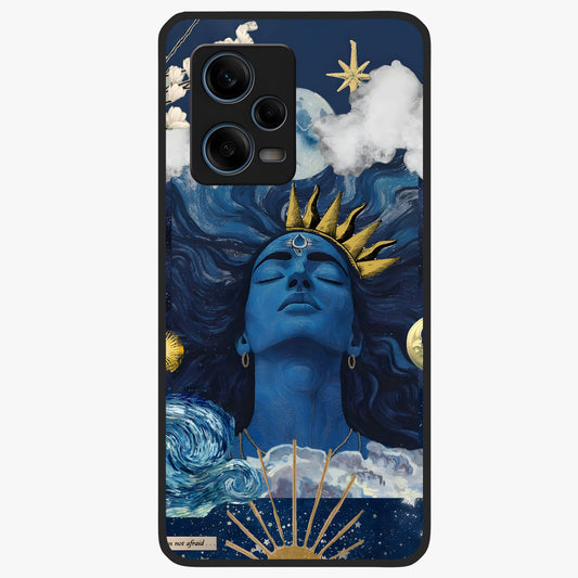 Aesthetic Lord Shiva Glass Case showing flat back view with divine Shiva artwork and glossy glass finish.