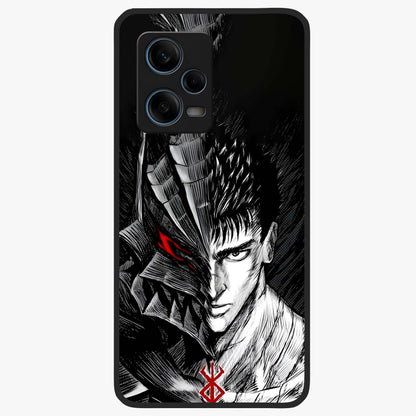 Berserker Blood Oath Glass Case showing flat back view with fierce warrior inspired artwork and glossy glass finish.