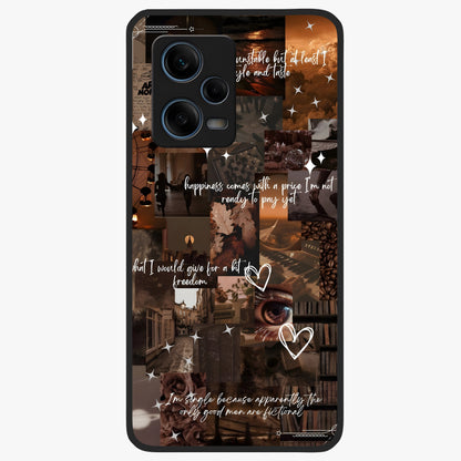 Bittersweet Aesthetic Chaos Glass Case showing flat back view with artistic chaotic aesthetic design and glossy glass finish.