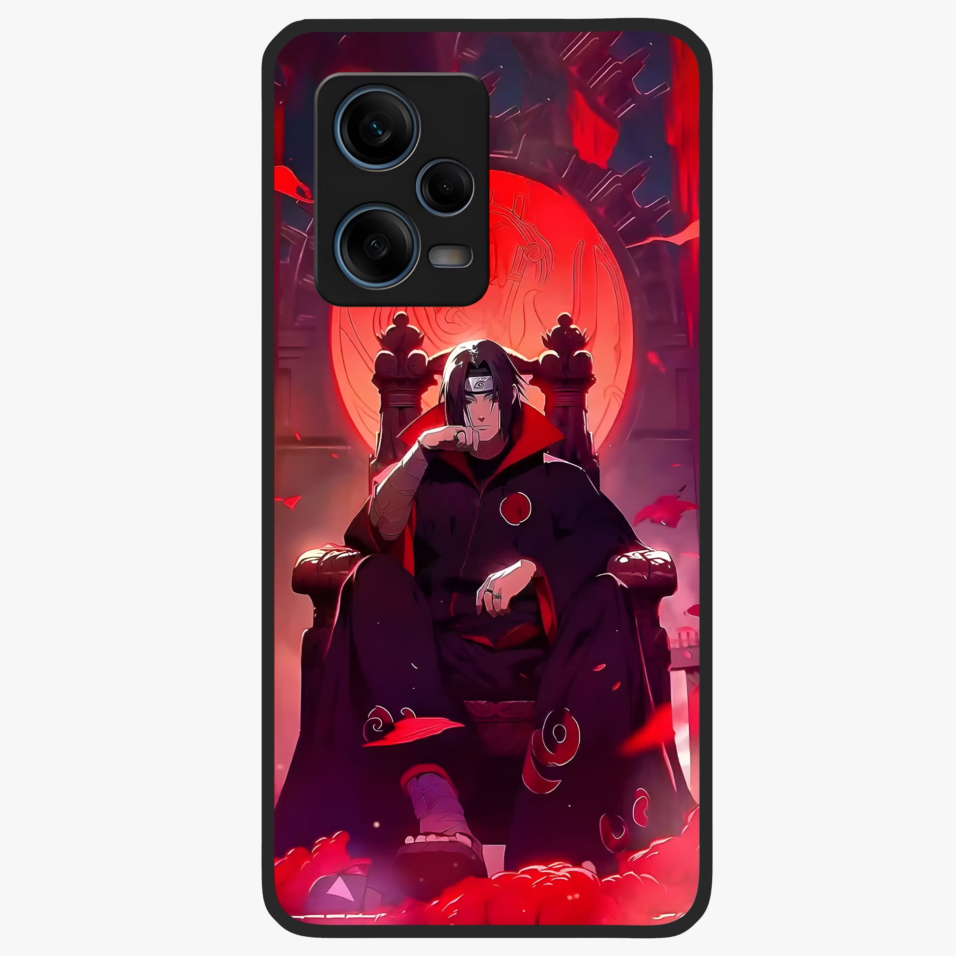 Blood Moon Sovereign Glass Case showing flat back view with mystical blood moon artwork and glossy glass finish.