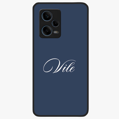 Blue Background Personalized Custom Name Glass Case showing flat back view with minimal blue background and custom name design.