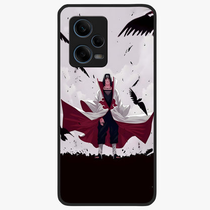 Crimson Crow Ascension Glass Case showing flat back view with mystical crow artwork and glossy glass finish.