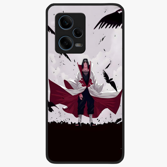 Crimson Crow Ascension Glass Case showing flat back view with mystical crow artwork and glossy glass finish.