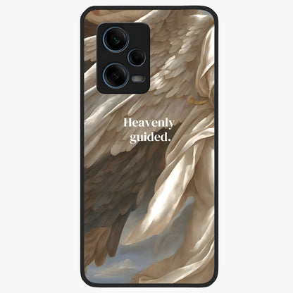 Divine Winged Grace Glass Case showing flat back view with elegant wing inspired artwork and glossy glass finish.