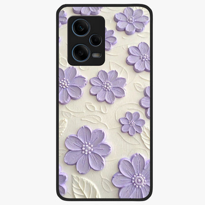 Floral Wall Art With Purple Flowers Glass Case showing flat back view with purple flower artwork and glossy glass finish.