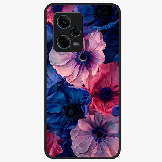 Flower Paper Art Pattern Glass Case showing flat back view with paper cut style floral artwork and glossy glass finish.