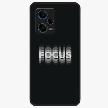 Focus Mode On Glass Case showing flat back view with bold motivational typography design and glossy glass finish.