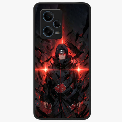 Focused Blade Discipline Glass Case showing flat back view with warrior sword themed artwork and glossy glass finish.