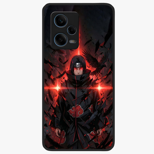 Focused Blade Discipline Glass Case showing flat back view with warrior sword themed artwork and glossy glass finish.