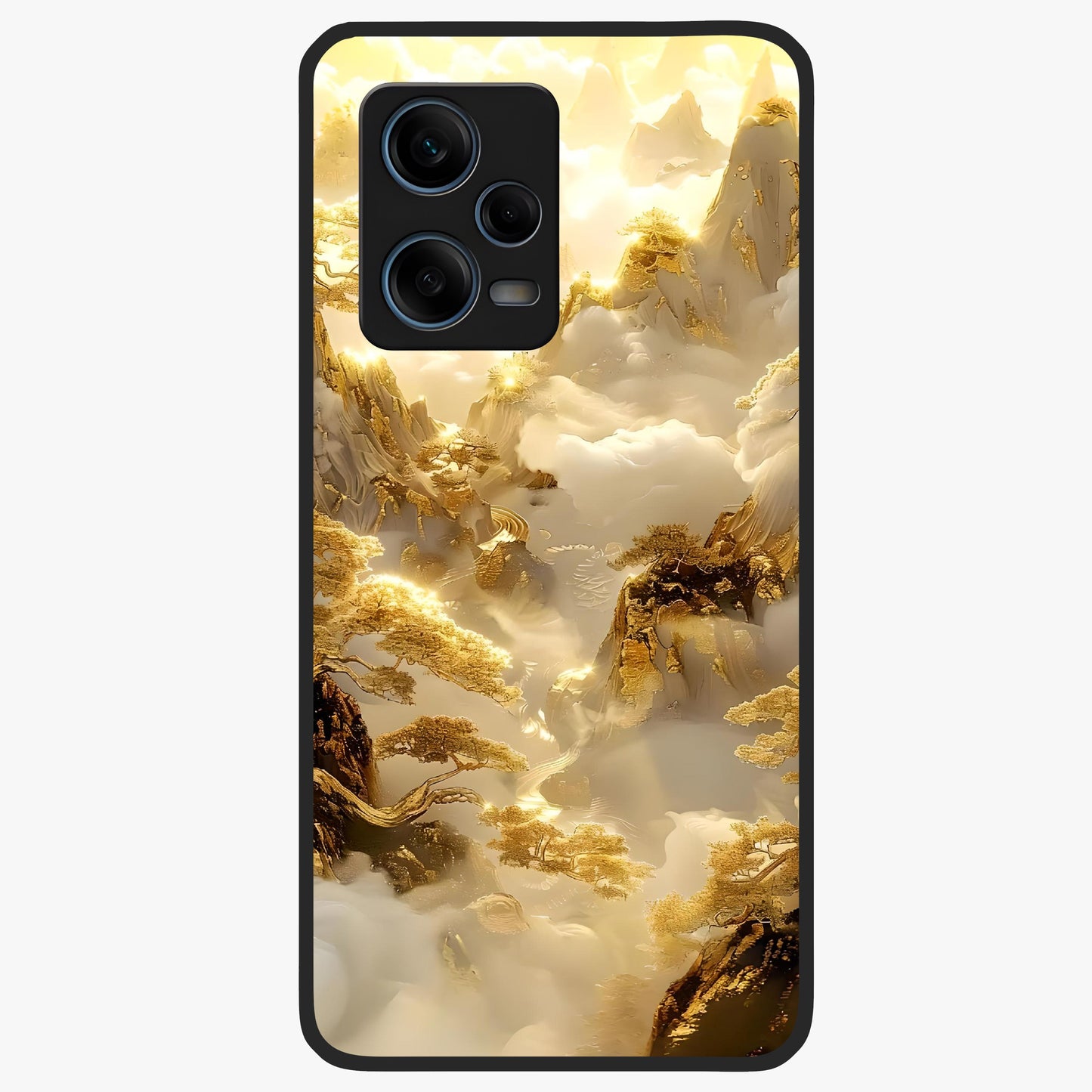 Gates Of Illumination Glass Case showing flat back view with mystical illuminated gate artwork and glossy glass finish.