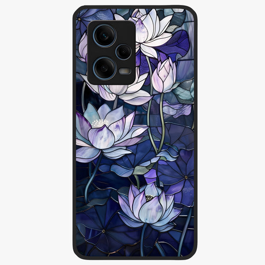 Gloss Petal Rush Glass Case showing flat back view with glossy flower petal artwork and smooth glass finish.