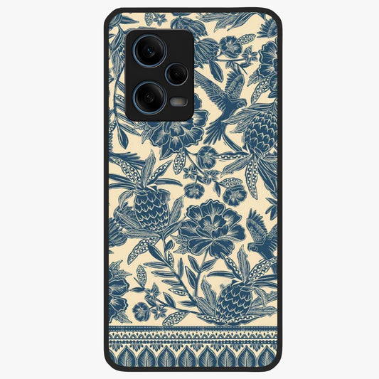 Heirloom Wild Bloom Glass Case showing flat back view with vintage inspired wild flower artwork and glossy glass finish.