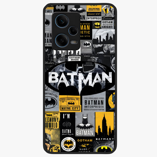 Knight Gotham Rise Glass Case showing flat back view with dark hero inspired artwork and glossy glass finish.