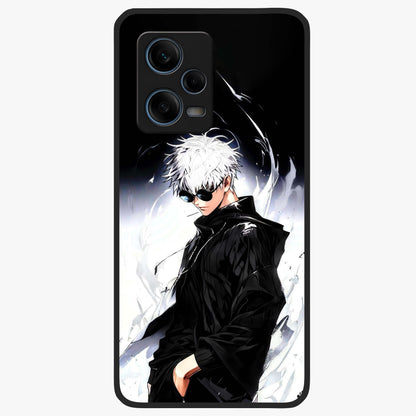 Limitless Shadow King Glass Case showing flat back view with powerful shadow warrior artwork and glossy glass finish.