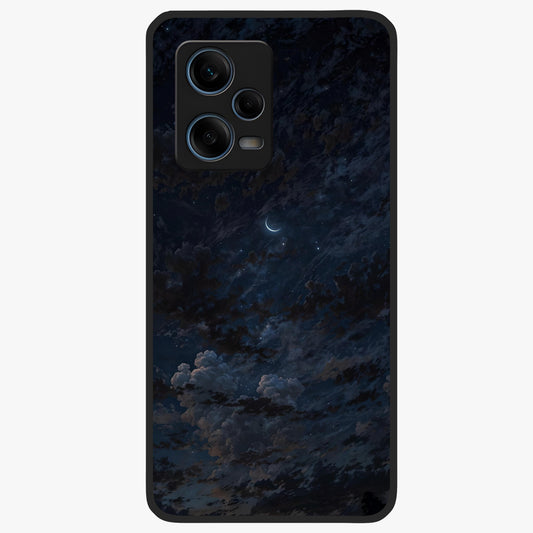 Lunar Veil Silence Glass Case showing flat back view with mystical moon veil artwork and glossy glass finish.