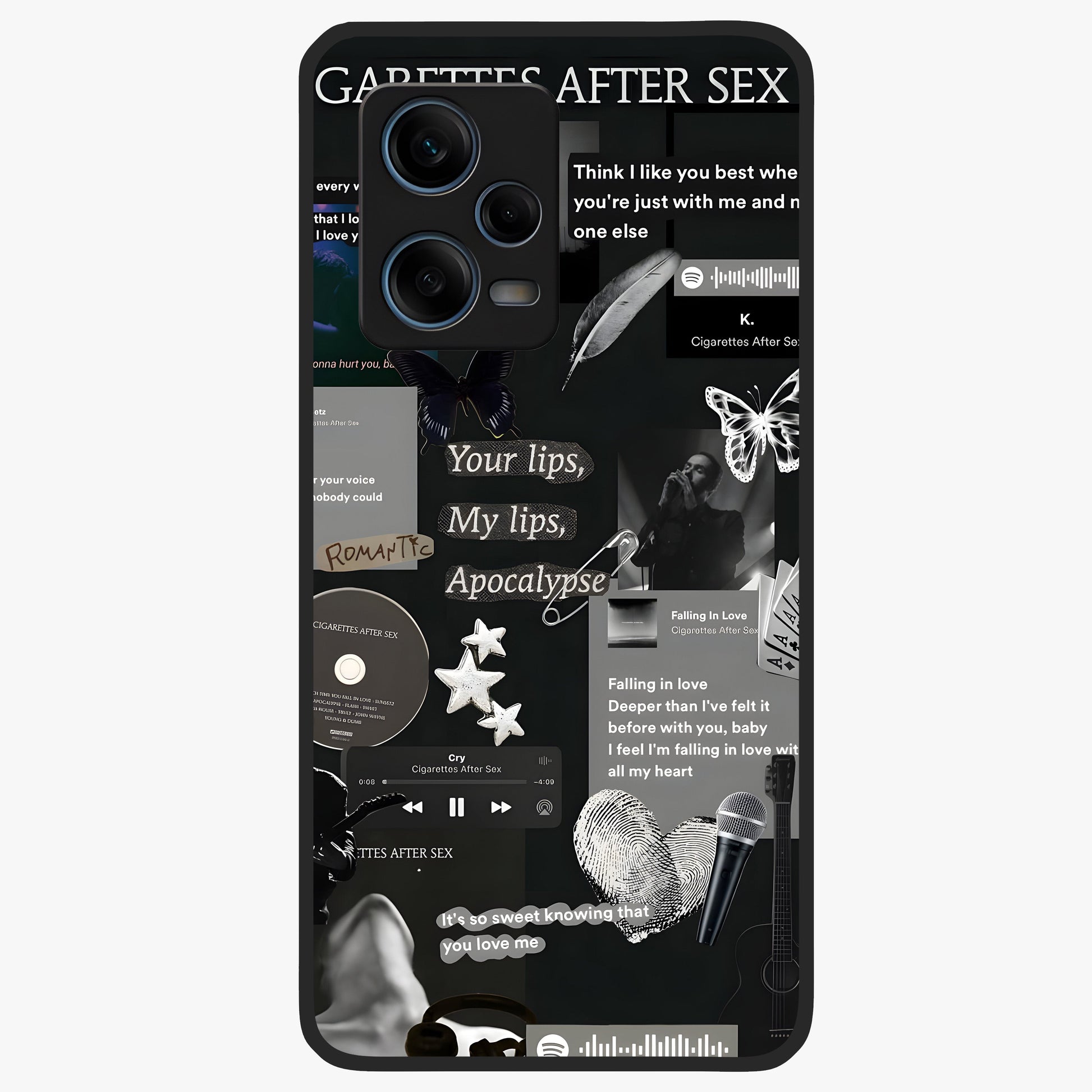 Midnight Love Echo Glass Case showing flat back view with romantic midnight themed artwork and glossy glass finish.