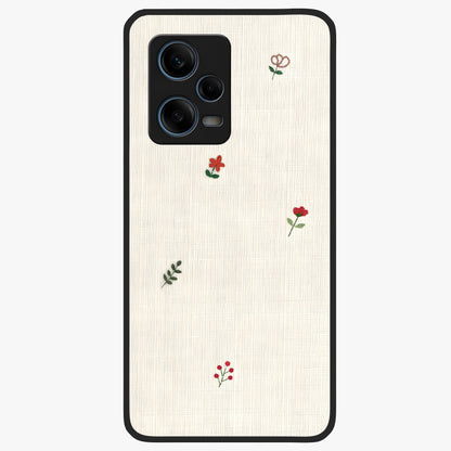 Minimal Petal Whispers Glass Case showing flat back view with soft minimal floral artwork and glossy glass finish.
