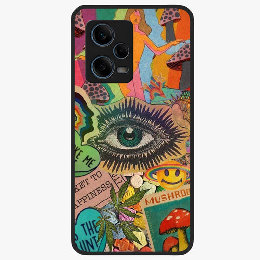 Mystic Eye Wonderland Glass Case showing flat back view with mystical eye themed artwork and glossy glass finish.