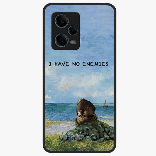 Peace Beyond War Glass Case showing flat back view with symbolic peace themed artwork and glossy glass finish.