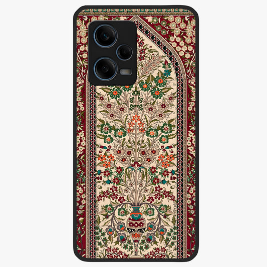 Persian Inspired Glass Case showing flat back view with ornate Persian style pattern artwork and glossy glass finish.