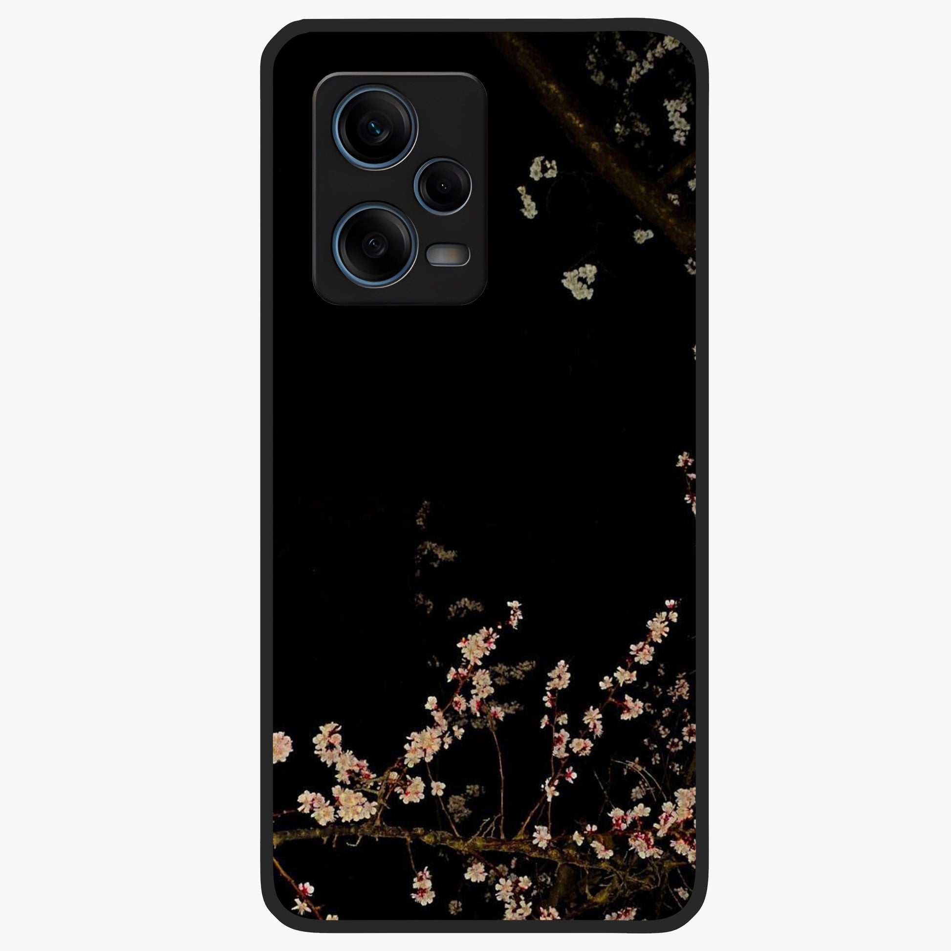 Petal Moon Light With Custom Name Glass Case showing flat back view with floral moonlight artwork and personalized name design.